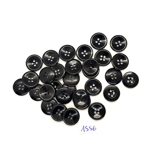 31 boutons en résine noir - vintage - 15mm - tr1556