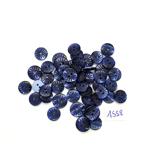 49 boutons en résine bleu foncé - vintage - 10mm - tr1558