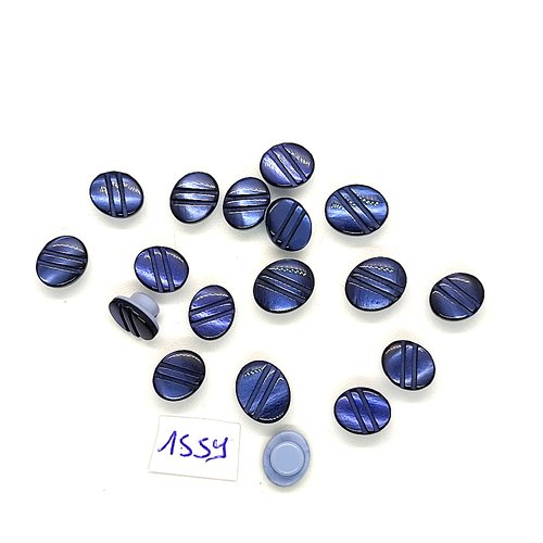18 boutons en résine bleu - vintage - 8x9mm - tr1559