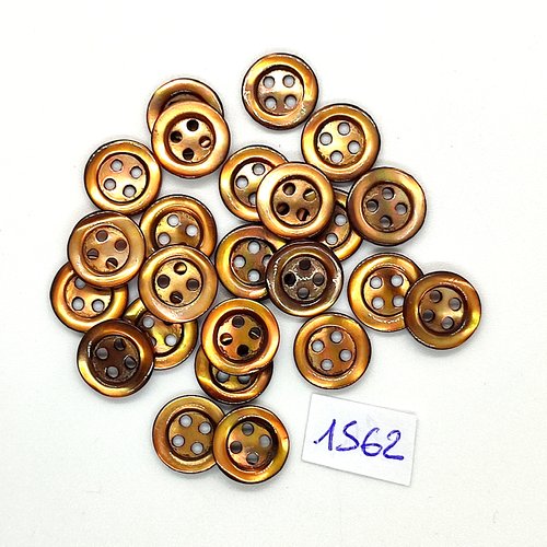 24 boutons en nacre marron - vintage - 11mm - tr1562