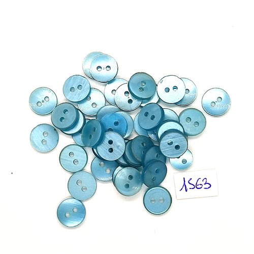 43 boutons en résine bleu clair - vintage - 11mm - tr1563