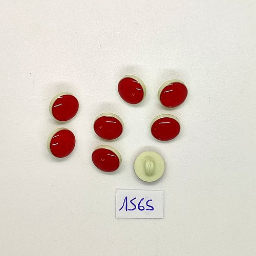 8 boutons en résine vert et rouge - vintage - 10mm - tr1565