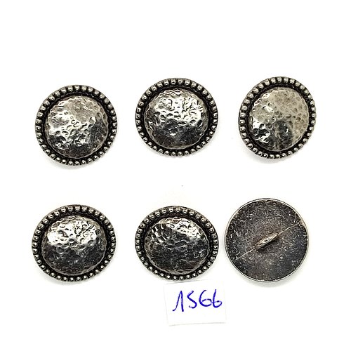 6 boutons en métal argenté - vintage - 20mm - tr1566