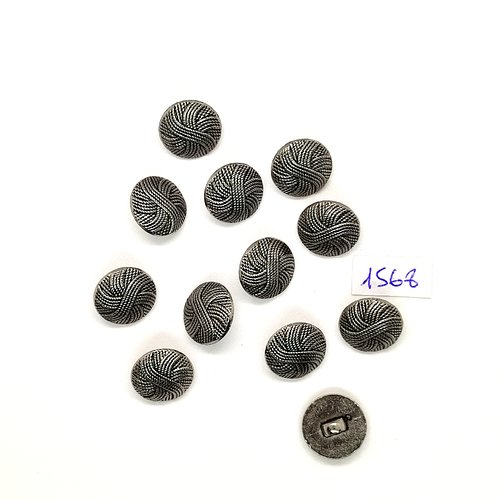 12 boutons en résine argenté - vintage - 14mm - tr1568