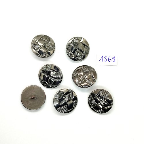 7 boutons en résine argenté - vintage - 21mm - tr1569