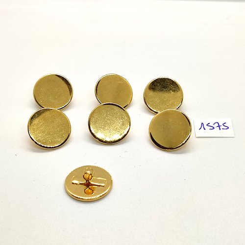 7 boutons en métal doré - vintage - 16mm - tr1575