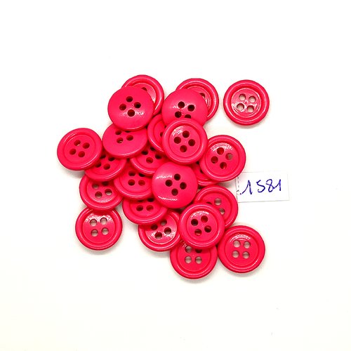 23 boutons en résine rouge - vintage - 15mm - tr1581