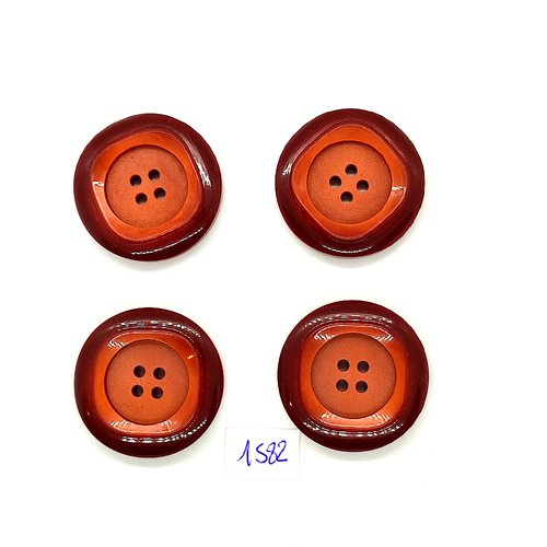 4 boutons en résine marron - vintage - 31mm - tr1582