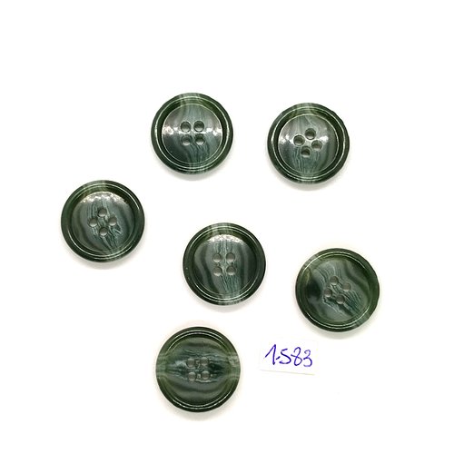 6 boutons en résine vert - vintage - 22mm - tr1583