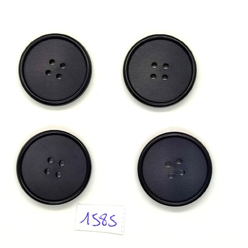 4 boutons en résine noir - vintage - 26mm - tr1585