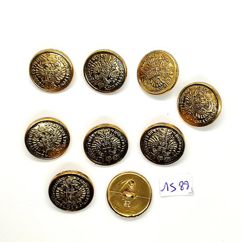9 boutons en résine doré - vintage - 21mm - tr1588
