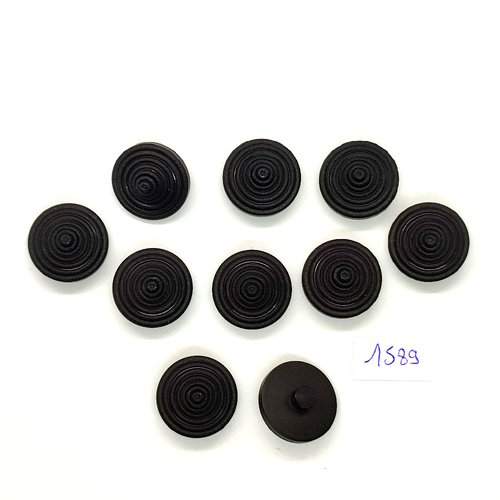 10 boutons en résine noir - vintage - 20mm - tr1589