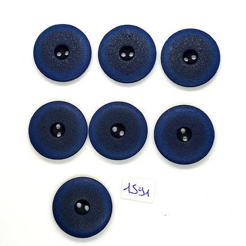 7 boutons en résine bleu foncé - vintage - 28mm - tr1591