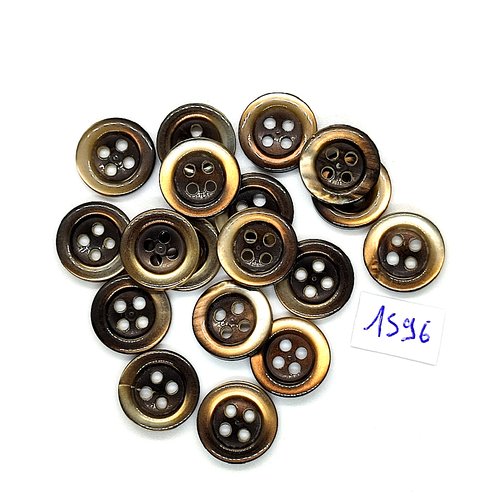 18 boutons en résine marron - vintage - 15mm - tr1596