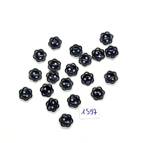 20 boutons en résine noir - fleur - vintage - 10mm - tr1597