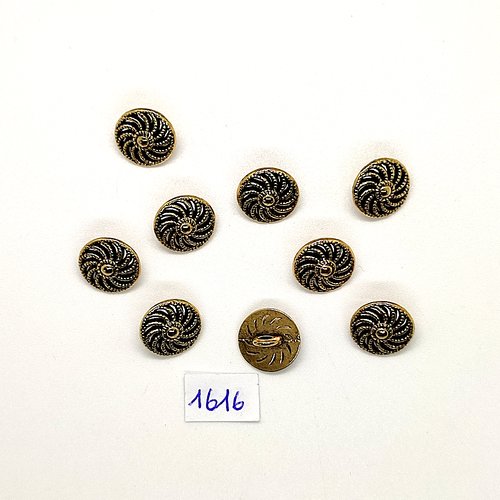9 boutons en métal doré - vintage - 13mm - tr1616