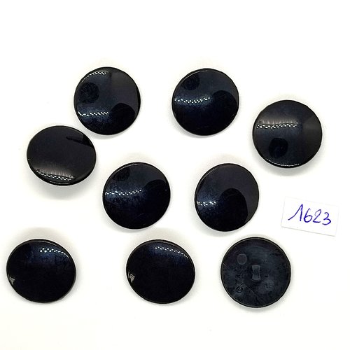 9 boutons en résine noir - vintage - 22mm - tr1623