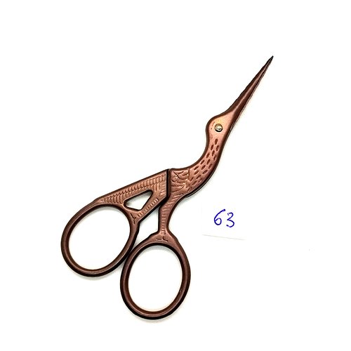 Ciseaux pour broderie forme cigogne - métal bronze - 9,5cm - 63