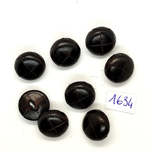 8 boutons en cuir marron foncé - vintage - 18mm - tr1634