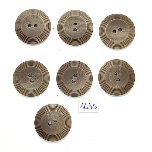 7 boutons en résine taupe - vintage - 27mm - tr1635