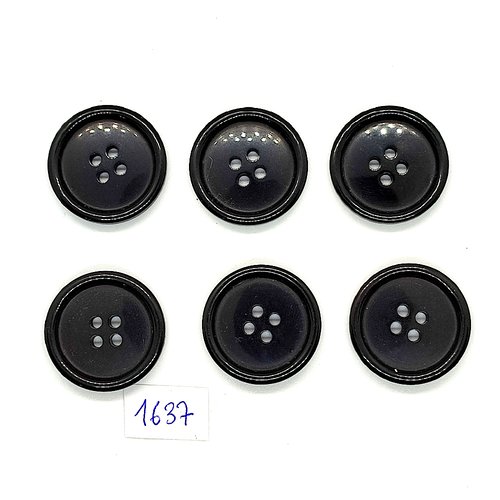 6 boutons en résine noir - vintage - 25mm - tr1637