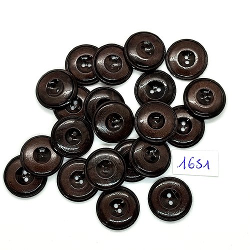 20 boutons en résine marron et noir - vintage - 17mm - tr1651
