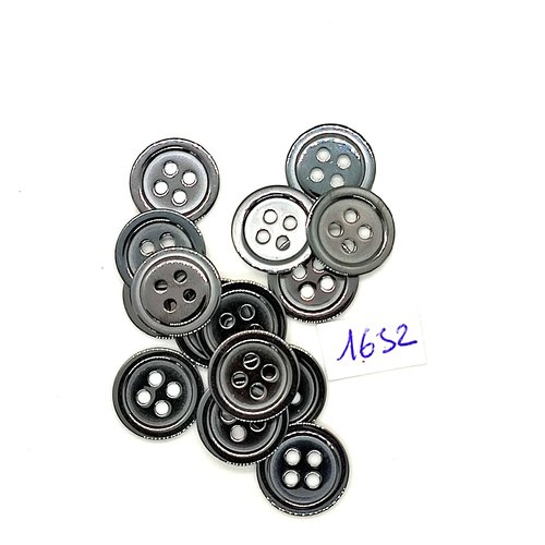 15 boutons en métal argenté mat - vintage - 15mm - tr1652