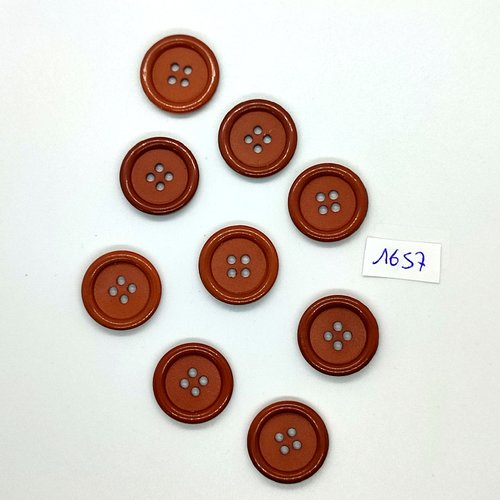 9 boutons en résine marron - vintage - 20mm - tr1657