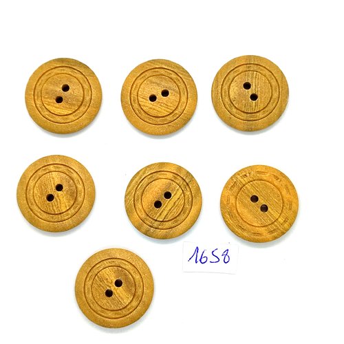 7 boutons en résine beige foncé - vintage - 27mm - tr1658