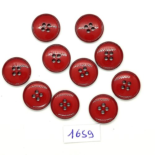 10 boutons en résine bordeaux - vintage - 16mm - tr1659