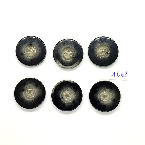 6 boutons en résine gris - vintage - 28mm - tr1662