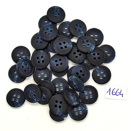 39 boutons en résine bleu foncé - vintage - 14mm - tr1664