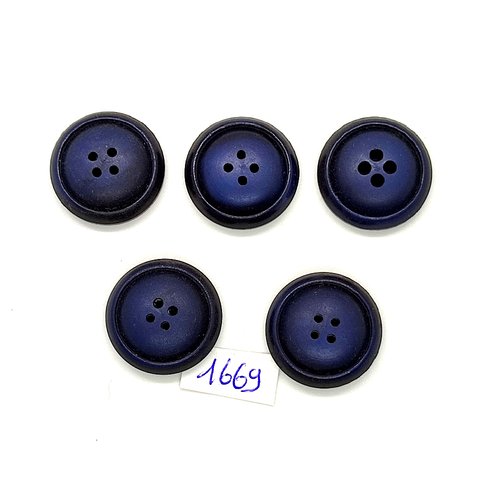 5 boutons en résine bleu - vintage - 22mm - tr1669