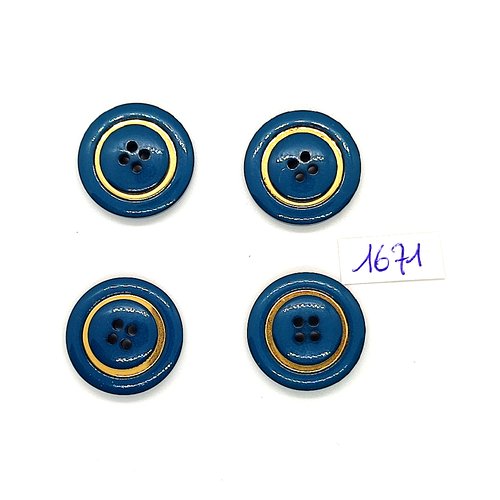 4 boutons en résine vert et doré - vintage - 22mm - tr1671