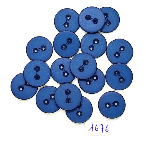 17 boutons en résine bleu - vintage - 18mm - tr1676