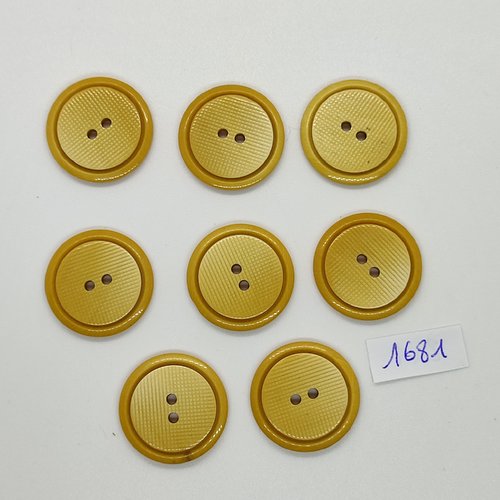 8 boutons en résine ocre - vintage - 23mm - tr1681