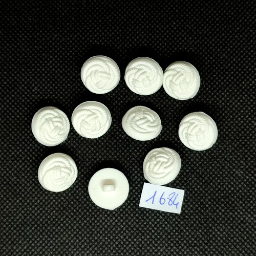 10 boutons en résine blanc - vintage - 15mm - tr1684