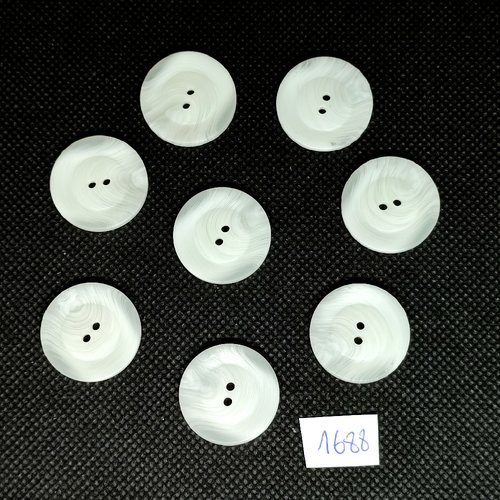 8 boutons en résine blanc - vintage - 22mm - tr1688