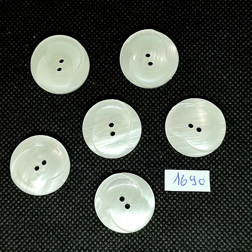 6 boutons en résine blanc cassé - vintage - 23mm - tr1690