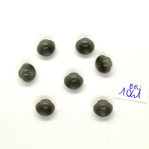 7 boutons en résine gris - 10mm - bri1041