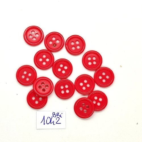 14 boutons en résine fuchsia - 11mm - bri1042