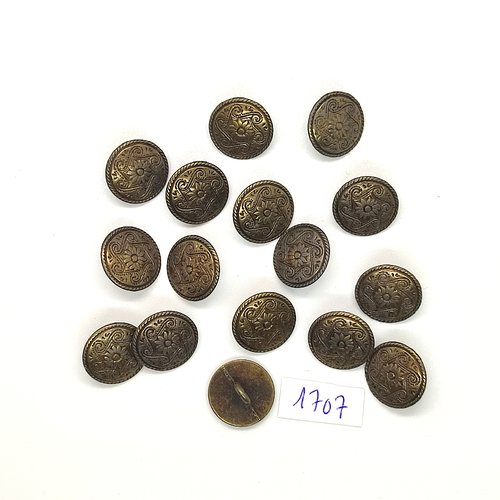 16 boutons en résine bronze - vintage - 15mm - tr1707