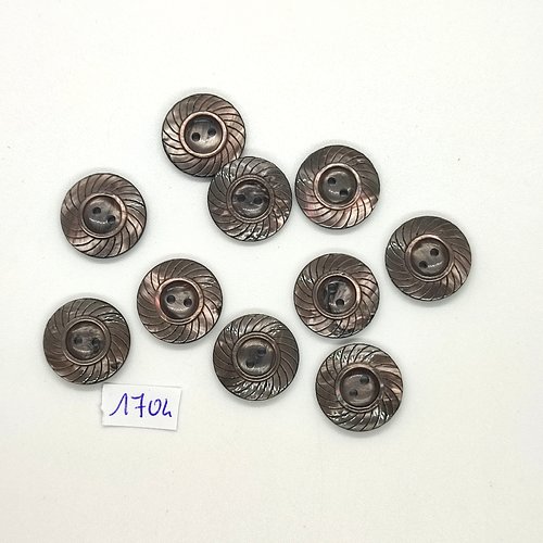 10 boutons en résine jaune et noir - vintage - 18mm - tr1704