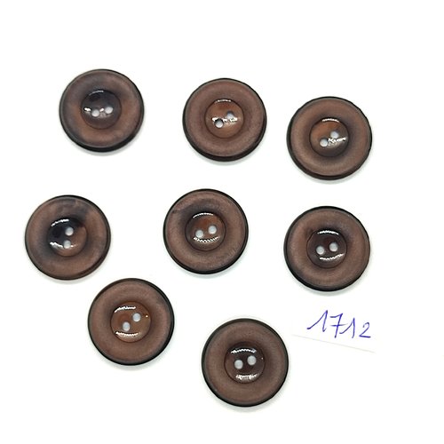 8 boutons en résine marron - vintage - 22mm - tr1712