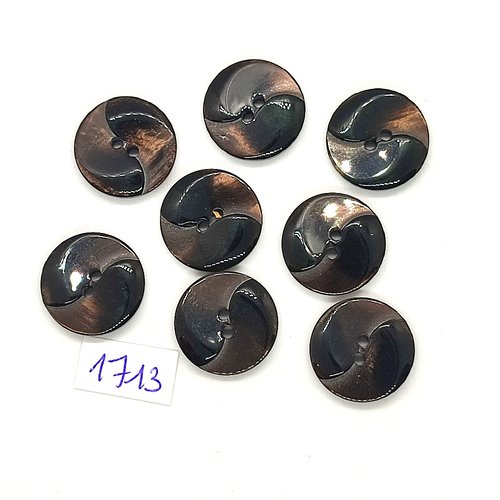 8 boutons en résine marron - vintage - 18mm - tr1713