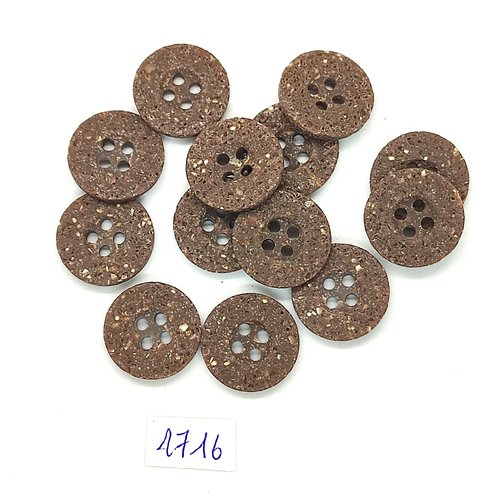 13 boutons en résine marron moucheté - vintage - 18mm - tr1716