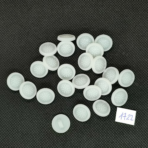 25 boutons en résine blanc - vintage - 14mm - tr1722