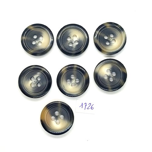 7 boutons en résine gris - vintage - 28mm - tr1726