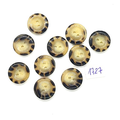 10 boutons en résine marron et beige - vintage - 18mm - tr1727