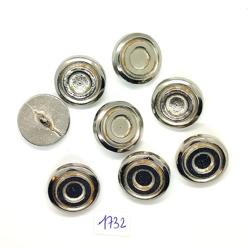 8 boutons en métal argenté - vintage - 22mm - tr1732